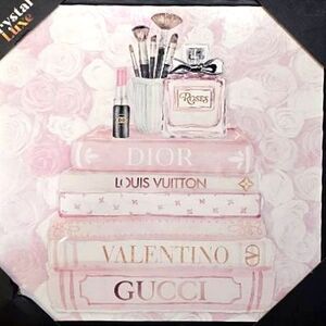 Crystal Luxe Floral Designer Book Stack Framed Wall Decor